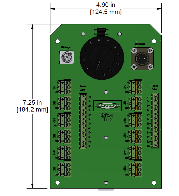 A drawing showing the dimensions of a CTC JB912 industrial enclosure.