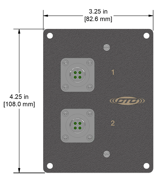 A drawing showing the dimensions of a CTC JB977 Series industrial enclosure.