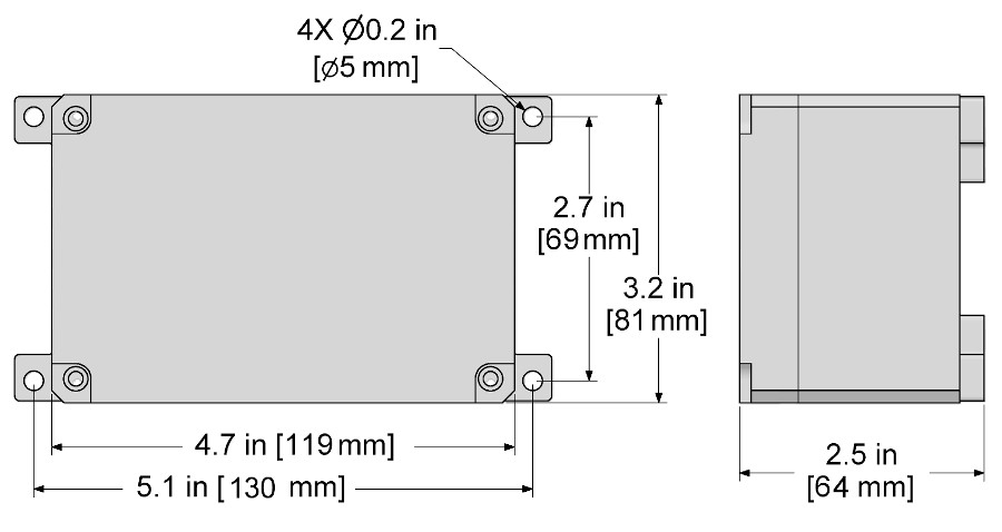 A drawing showing the dimensions of a CTC CT142 industrial enclosure.