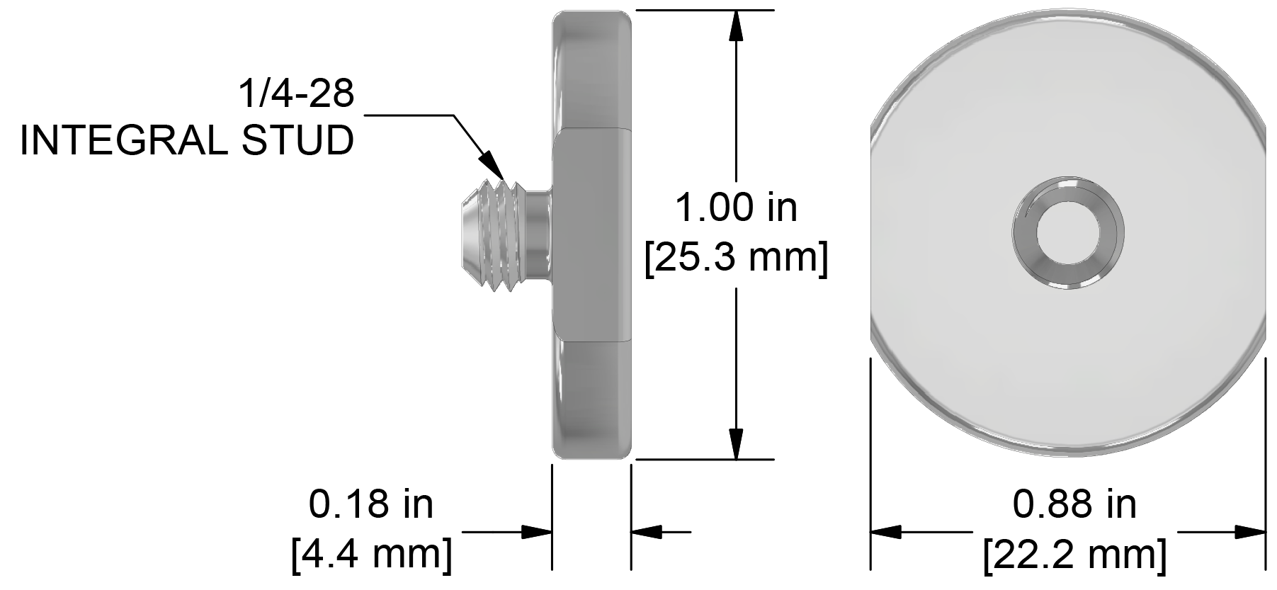 A drawing showing the dimensions of a CTC MH102-1A mounting hardware for industrial condition monitoring sensors.