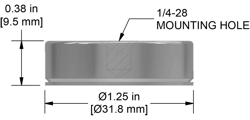 A drawing showing the dimensions of a CTC MH130-3A mounting hardware for industrial condition monitoring sensors.