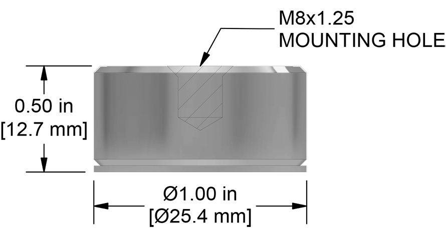 A drawing showing the dimensions of a CTC MH130-8A mounting hardware for industrial condition monitoring sensors.
