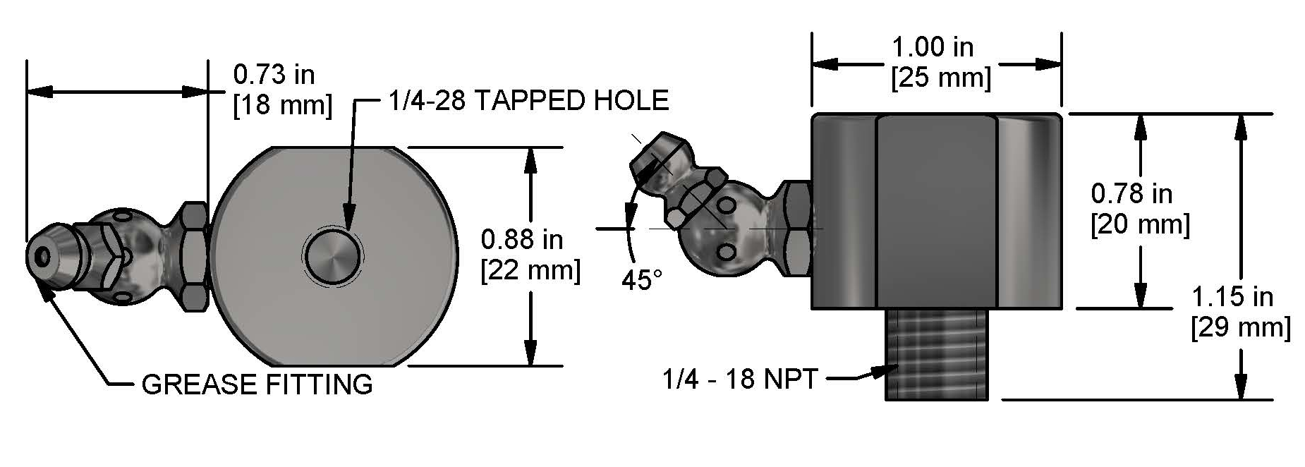 A drawing showing the dimensions of a CTC MH134-1B mounting hardware for industrial condition monitoring sensors.