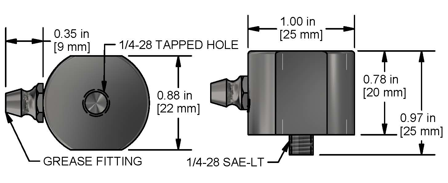 A drawing showing the dimensions of a CTC MH134-3A mounting hardware for industrial condition monitoring sensors.