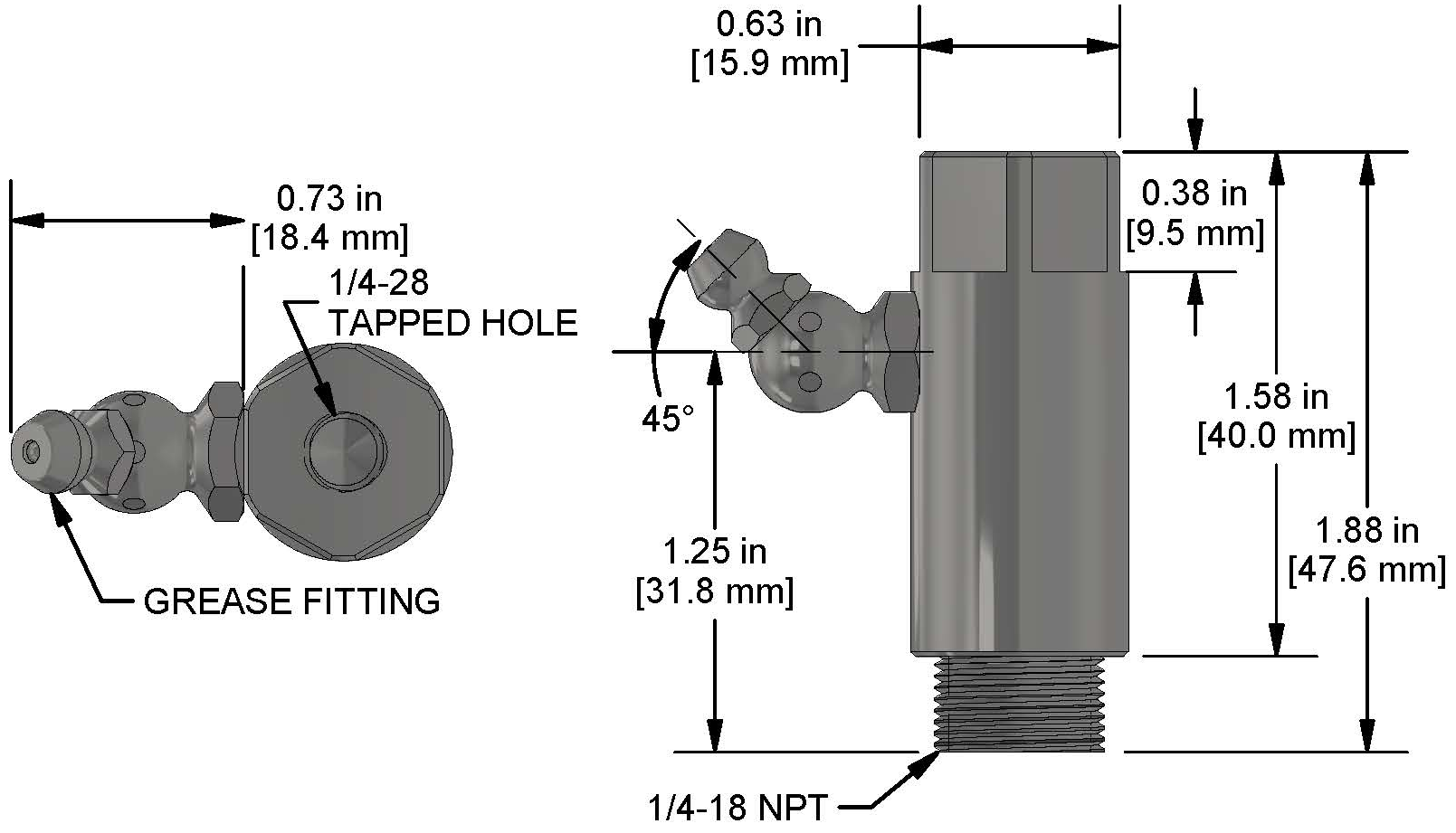 A drawing showing the dimensions of a CTC MH134-4B mounting hardware for industrial condition monitoring sensors.