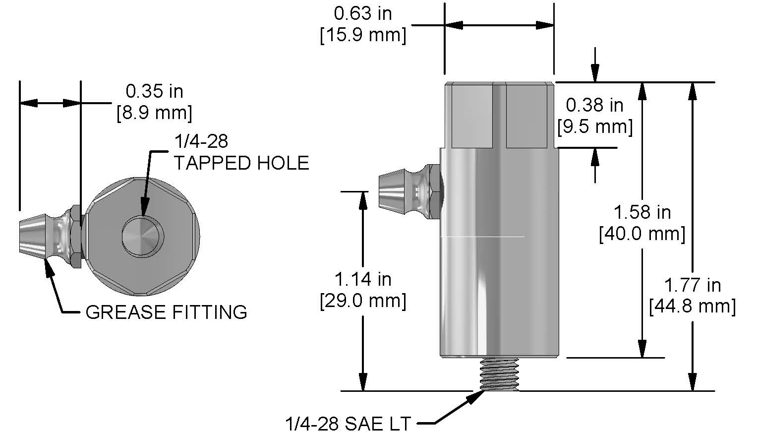 A drawing showing the dimensions of a CTC MH134-6A mounting hardware for industrial condition monitoring sensors.