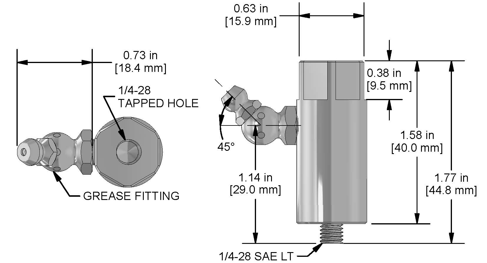 A drawing showing the dimensions of a CTC MH134-6B mounting hardware for industrial condition monitoring sensors.