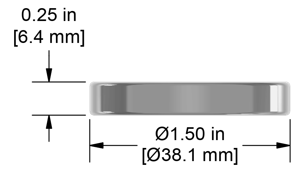 A drawing showing the dimensions of a CTC MH150-1A mounting hardware for industrial condition monitoring sensors.