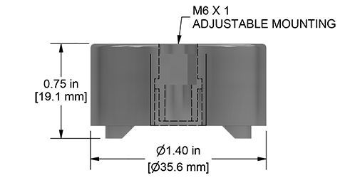 A drawing showing the dimensions of a CTC MH214-3B mounting hardware for industrial condition monitoring sensors.