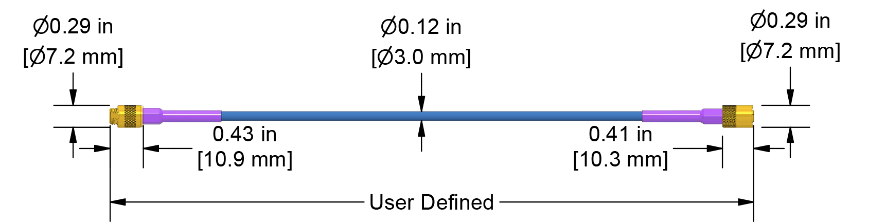 A dimension drawing of a CTC PRO Line DC100730 proximity probe.