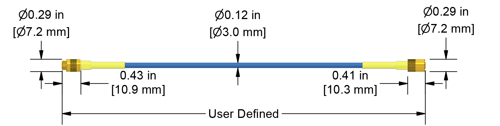 A dimension drawing of a CTC PRO Line DC100854 proximity probe.