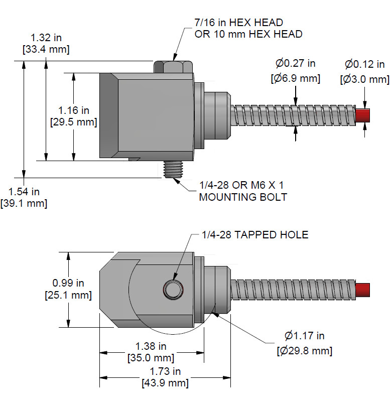 A drawing showing the dimensions and pin configuration of a CTC AC156 industrial accelerometer.