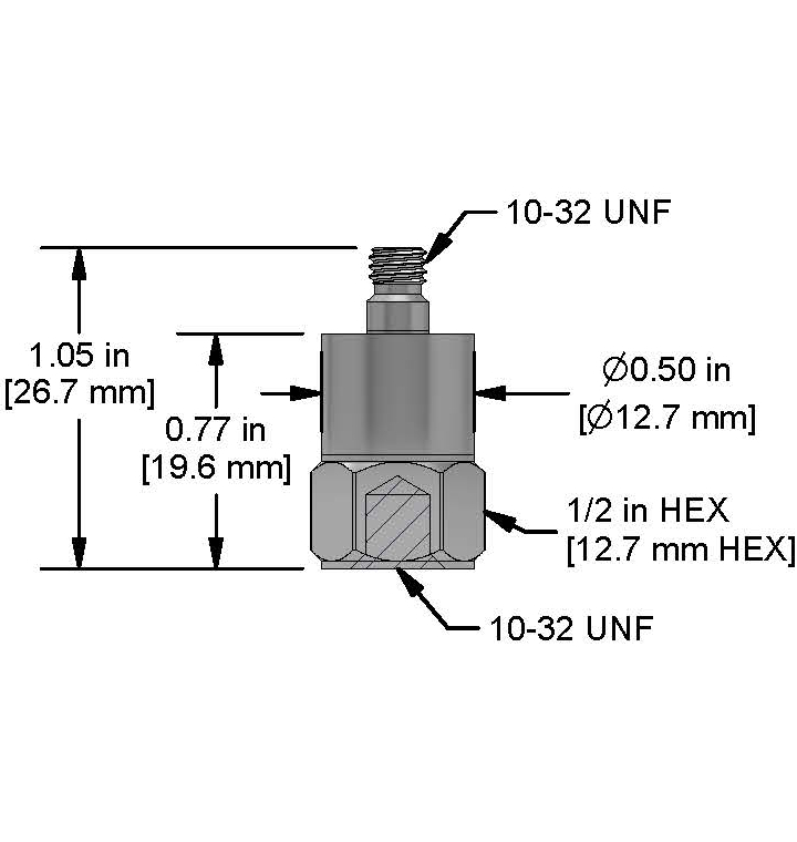 A drawing showing the dimensions and pin configuration of a CTC TEB110 industrial accelerometer.
