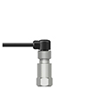 A CTC AC102 stainless steel, top exit accelerometer connected to an A2U right-angle connector.