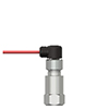 A standard size, stainless steel, top exit AC102 accelerometer connected to an A2V industrial accelerometer connector.