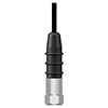 A B2A industrial connector attached to a standard size top exit AC102 vibration sensor for pumps.