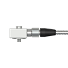 A render of a CTC J4AG grounded connector on a CTC side exit triaxial industrial vibration sensor.