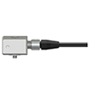 A generic, non-engraved CTC triaxial vibration sensor attached to an M4A connector.