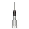 A generic render of a non-engraved CTC RTD top exit M12 vibration sensor attached to an M4RTR4 PPS connector with stainless steel locking ring.