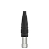 A generic, non-engraved CTC AC140 mini top exit vibration sensor attached to a V2J connector.