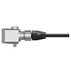 A render of a generic CTC standard size, side exit M12 accelerometer on an assembled CKP-A2A connector.