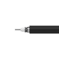 A render of a TMP Line TMC02 general purpose coaxial cable with black PVC jacket.
