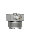 A mini CTC triaxial vibration sensor mounted on a MH114-3A two rail magnet mounting base.