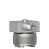A mini CTC triaxial vibration sensor mounted on a MH114-3T two rail magnet mounting base.