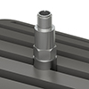 A top exit CTC accelerometer mounted on an MH118-3A motor fin mount probe pad, on an industrial motor.