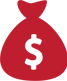 red bag with dollar sign icon