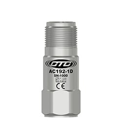 A render of a compact size CTC AC192-1D vibration monitoring accelerometer equivalent to Emerson/CSI A0332L5