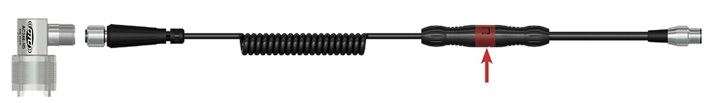 renderings of a A CTC AC246 mini size accelerometer on an MH128-1A magnet base, and a cable and connector assembly