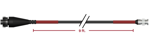 A render of CTC CB103-D2C-009-F-RR cable and connector assembly.