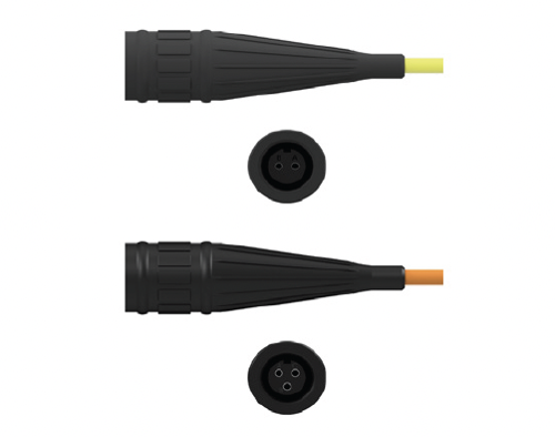 Side and Front Views of 2-Pin and 3-Pin Black Viton Seal-Tight Boot Connectors
