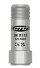UEB332 stainless steel, top exit, miniature size vibration monitoring sensor with CE and UKCA logos engraved on front of case