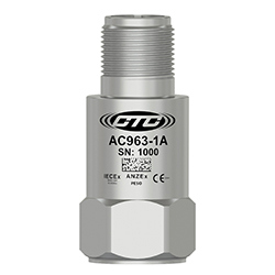 Side view of a top exit AC963-1A standard size industrial accelerometer
