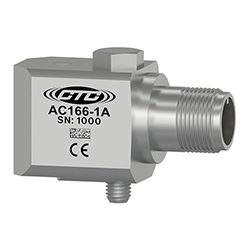 A render of a side exit, stainless steel, CTC AC166 negative voltage accelerometer