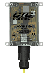 An ACCESS360 ConnectBridge Wireless Gateway with clear cover showing internal circuitry