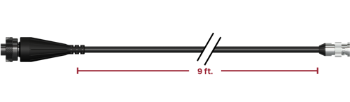 A render of CTC CB103-D2C-009-F cable and connector assembly.