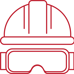 hard hat and safety goggles icon