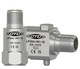A stainless steel, top exit LP202 loop power sensor next to a stainless steel, side exit LP204 loop power sensor.