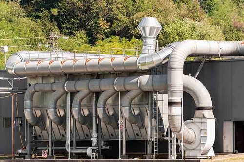 industrial HVAC system with air ducts