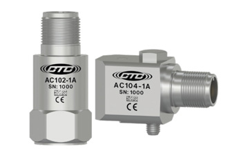 A stainless steel, top exit AC102 Condition Monitoring Sensor and a stainless steel, side exit AC103 Condition Monitoring Sensor