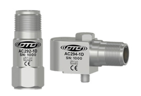 Compact Size AC292 top exit vibration monitoring sensor next to a compact size AC294 side exit vibration monitoring sensor