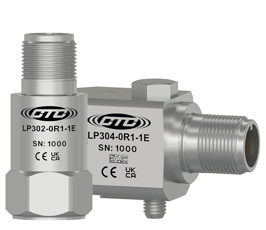 A stainless steel, top exit LP302 loop power sensor next to a stainless steel, side exit LP304 loop power sensor.