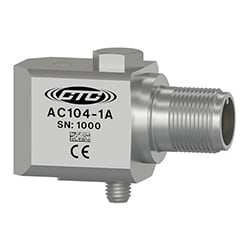 A render of a CTC AC104 side exit vibration sensor equivalent to Emerson/CSI A0322R5.